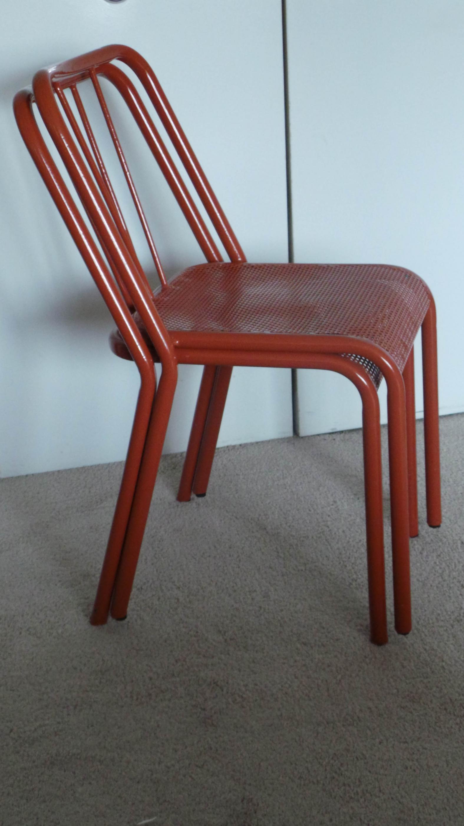 Six 1940's very comfortable industrial steel stacking chairs Modernism